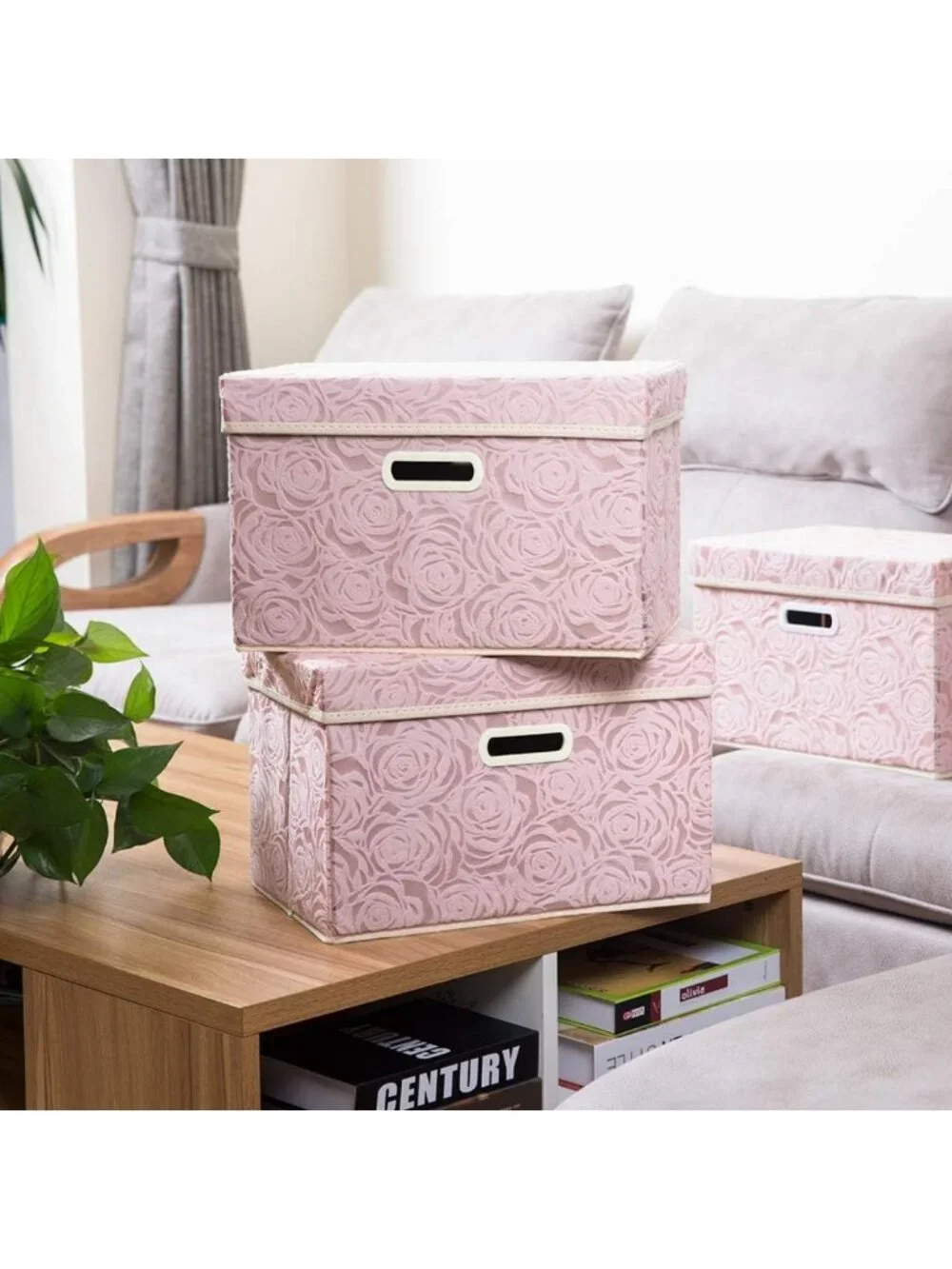 Collapsible Fabric Storage Bins with Lids - Decorative Organizer Baskets for